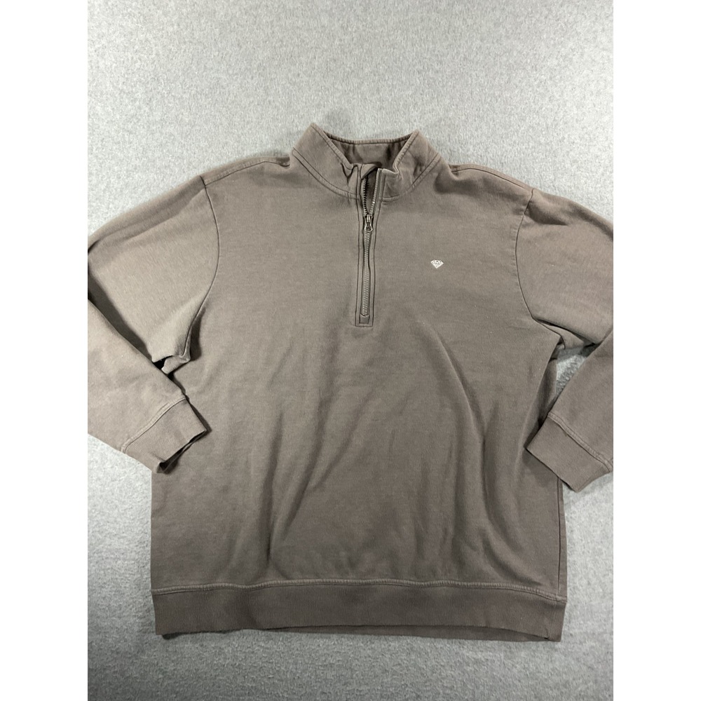 Diamond Supply Co Mens XL Quarter Zip Sweatshirt Grey Fleece Pullover 1205